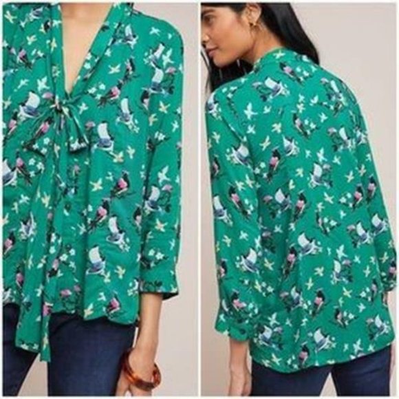 20 of 52 Conversations Anthro Bird Blouse H10772 - Picture 9 of 9